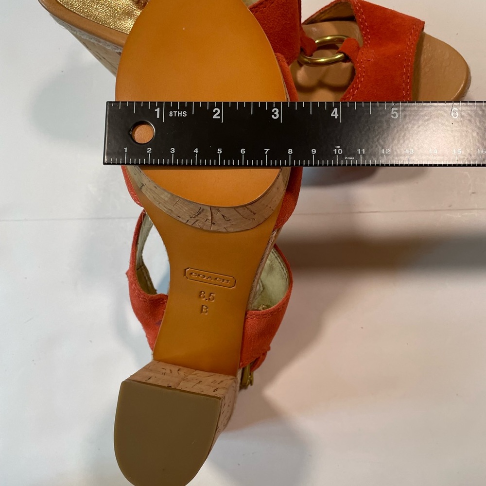 Coach Shoes 8.5 Tulip Platform Suede Leather Sandals Coach - Picture 14 of 15